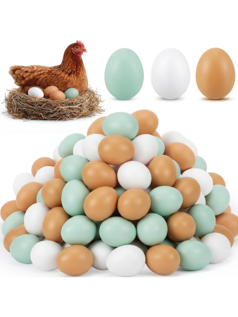72 Pcs Wooden Eggs for Bird Training, Nesting Decor, DIY Crafts & Easter Gifts
